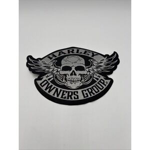 Large Winged Skull Silver Patch ~ Harley‎ Davidson Owners Group H.O.G.